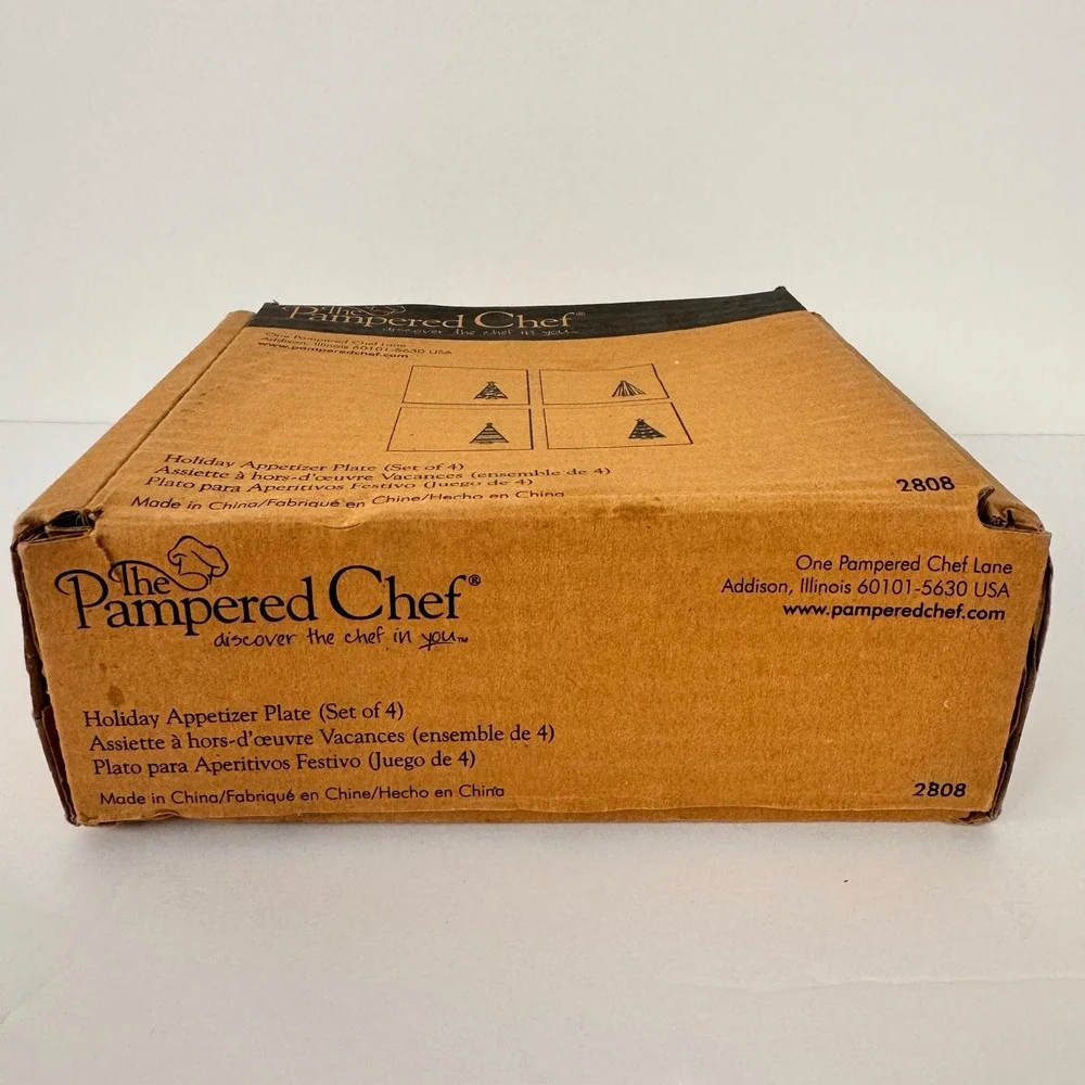 The Pampered Chef Holiday Appetizer Plate Set Of 4 Clear Christmas Tree Glass